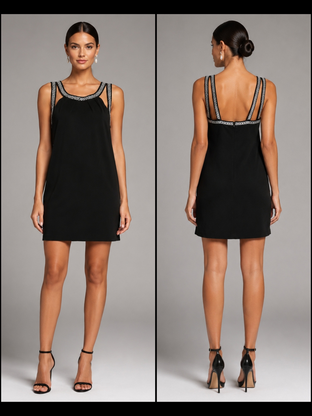Calvin Klein Womens Black Sleeveless Sequin Sheath Mini Dress Size 4